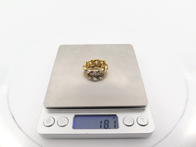 Bague 58 vintage bague POMELLATO gourmette or blanc et jaune 18k et diamants 58 Facettes 253587