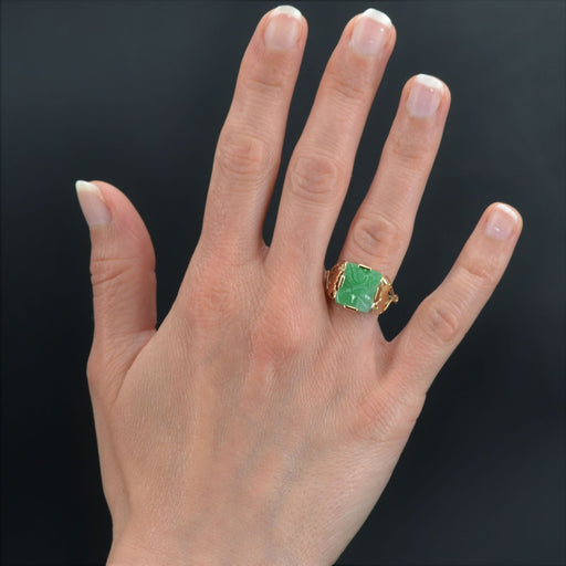 Bague 59 Bague art déco jade gravé 58 Facettes 22-225