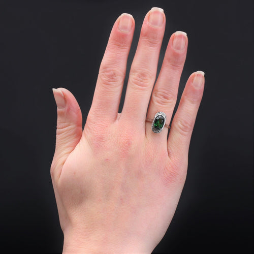 Bague 51 Bague ancienne grenat tsavorite et diamants en rose 58 Facettes 22-491