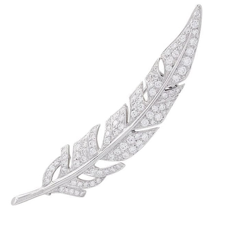 Broche Broche Boucheron, "Plume", or blanc, diamants. 58 Facettes 32705