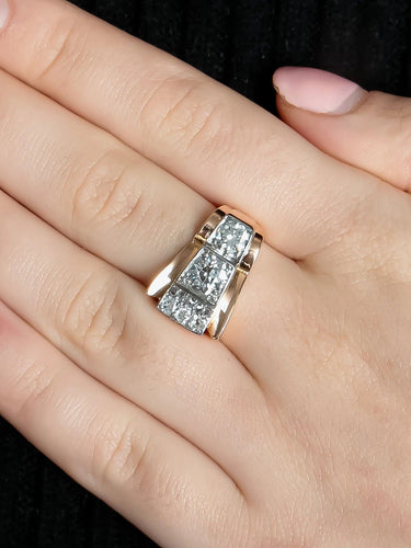 Bague Or Jaune / Diamants / 54 BAGUE "TANK" OR & DIAMANTS 58 Facettes BO/220007 STA