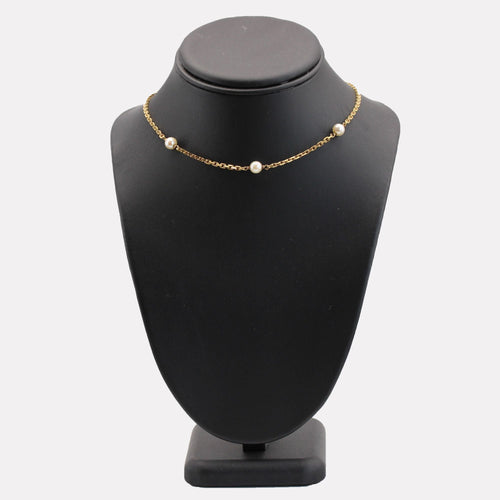 Collier Collier ras du cou or jaune 3 perles 58 Facettes 16-348A