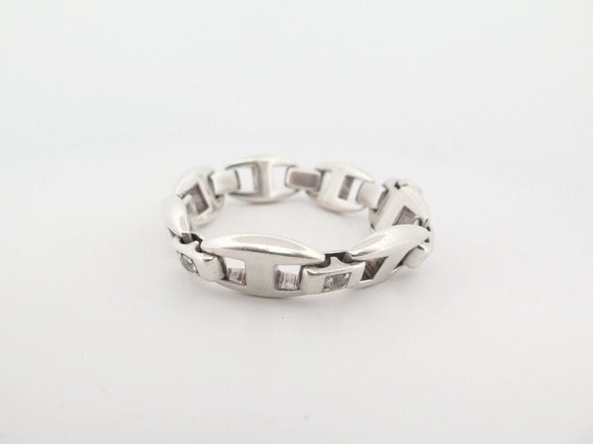 Bracelet vintage bracelet HERMES cassiopee 19 cm argent 925 & saphir blanc 58 Facettes 253329