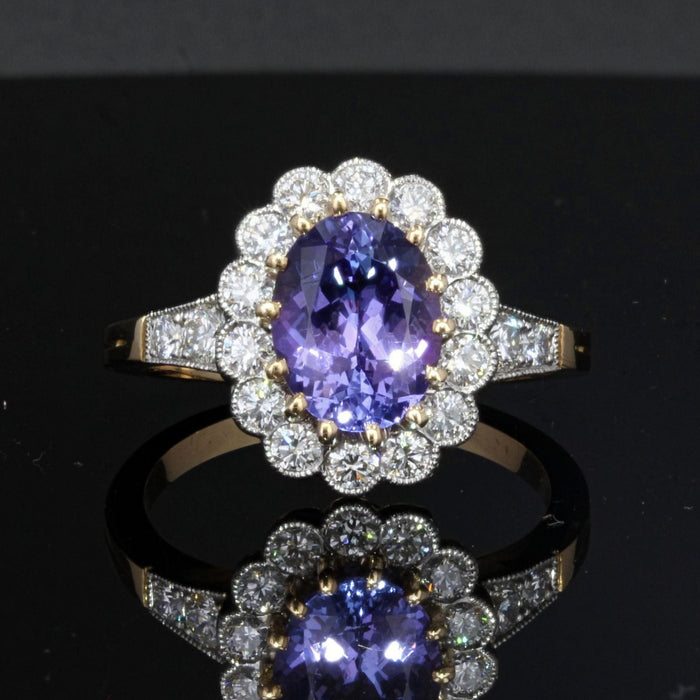 Bague 55 Bague tanzanite diamants or marguerite 58 Facettes F13DL