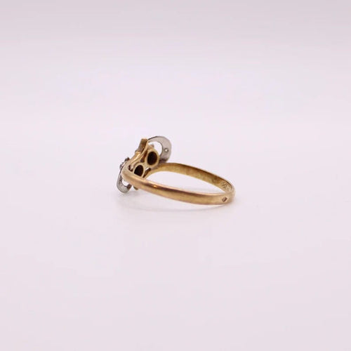 Bague Bague Art Déco Motif volutes Toi et Moi diamants taille rose 58 Facettes