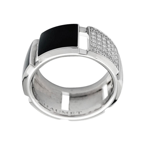 Bague 54 Bague Chaumet, "Classe One", or blanc, diamants, laque. 58 Facettes 30989