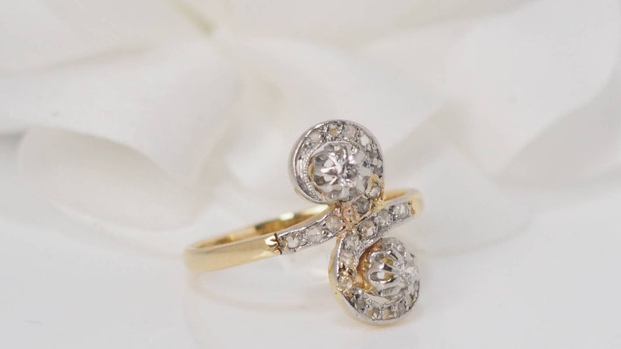 Bague 54.5 Bague Toi et moi en or bicolore et diamants 58 Facettes 31140