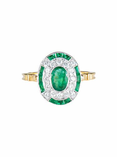 Bague 52 Bague style Art Déco diamants et émeraudes 58 Facettes