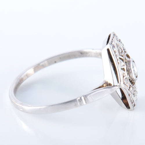 Bague 53 Bague Art Déco platine or blanc diamants 58 Facettes 2334