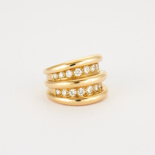 Bague 51 OJ PERRIN - Bague Large double ligne Diamants 58 Facettes