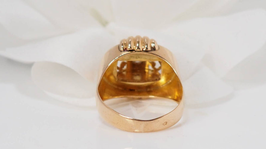 Bague Bague Tank en or rose et diamant taille ancienne 0,12ct 58 Facettes 27639