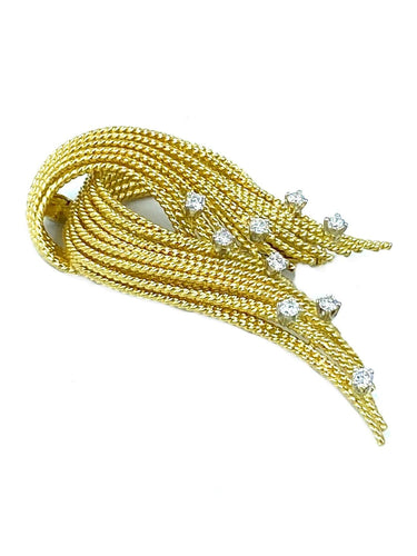 Broche Broche Vintage vers 1960 or jaune et diamants 58 Facettes