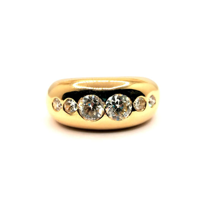 Bague 54 Bague jonc or jaune 6 diamants 58 Facettes 3758