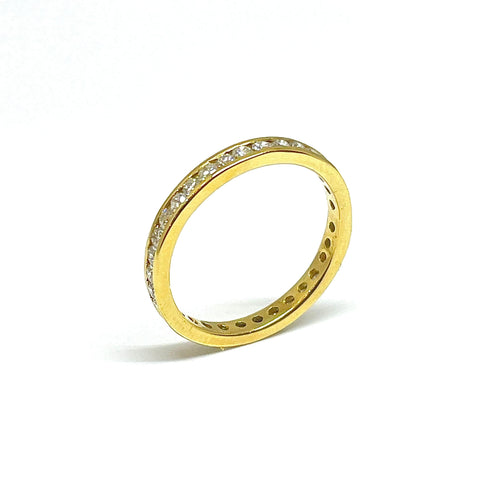 Bague Alliance en diamants serti magique or jaune 18 carats 58 Facettes