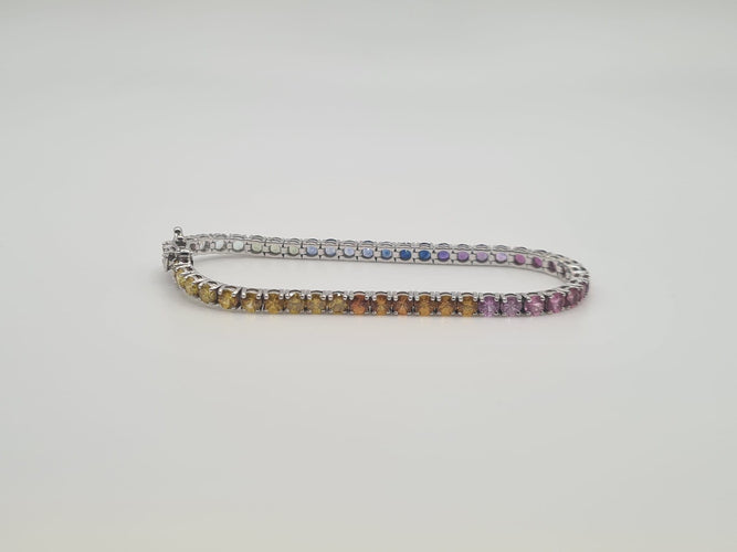 Bracelet Bracelet Or blanc Saphir arc-en-ciel 58 Facettes