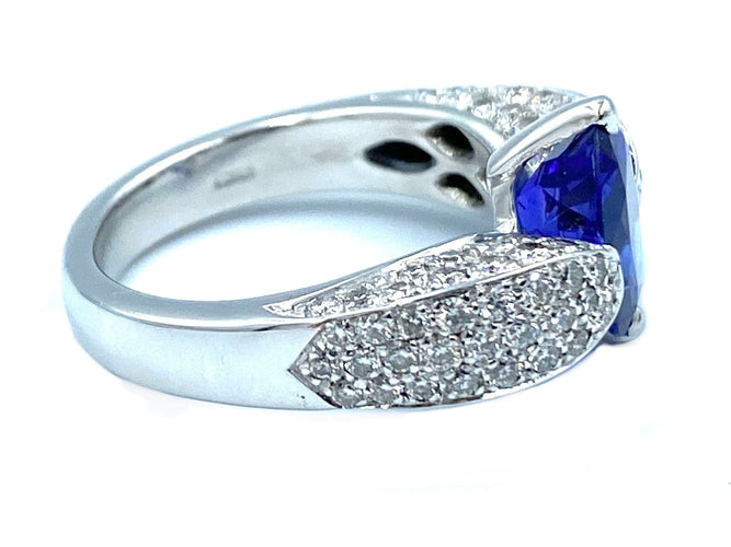 Bague Bague or blanc tanzanite et diamants 58 Facettes
