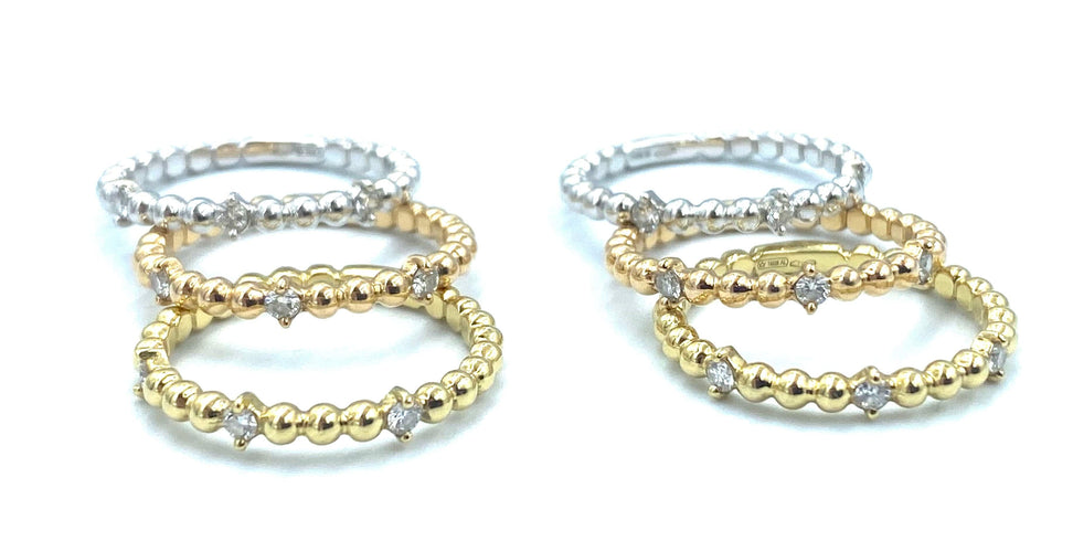 Bague Série de 6 bagues 3 ors et diamants 58 Facettes