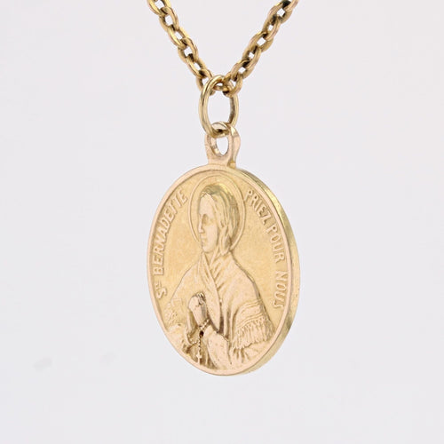 Pendentif Médaille Sainte Bernadette or jaune 58 Facettes CVP103