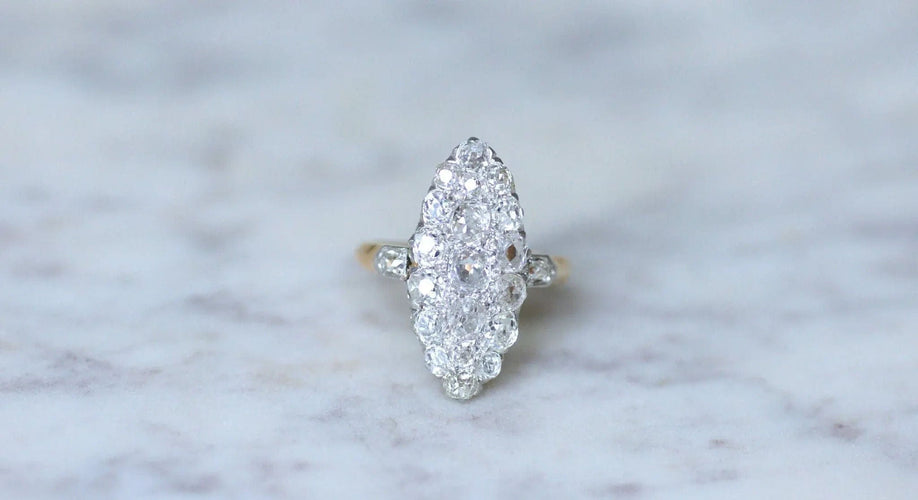 Bague 59 Bague marquise Or rose Platine Diamants 58 Facettes