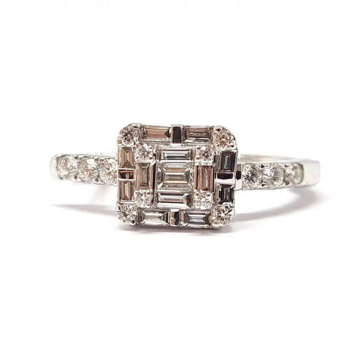 Boucles d'oreilles Boucles créoles taille émeraude diamants or blanc 58 Facettes