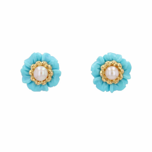 Boucles d'oreilles Boucles d'oreilles turquoises perles et or 58 Facettes 23-172