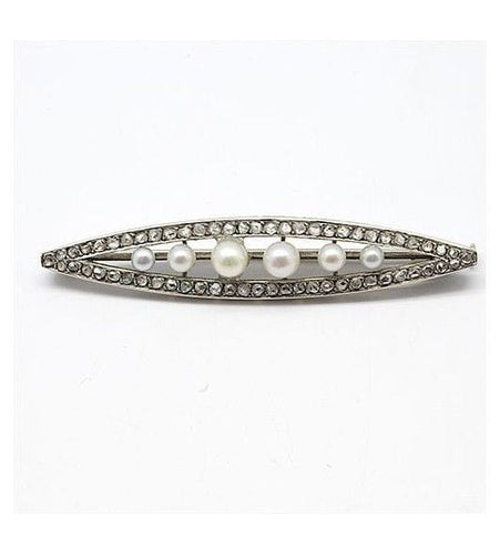 Broche Blanc/Gris / Or 750‰ Broche 1910 - Platine diamants et perles 58 Facettes 230010SP