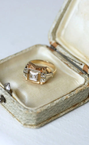 Bague 54 Bague Tank Art Déco deux ors diamant 58 Facettes