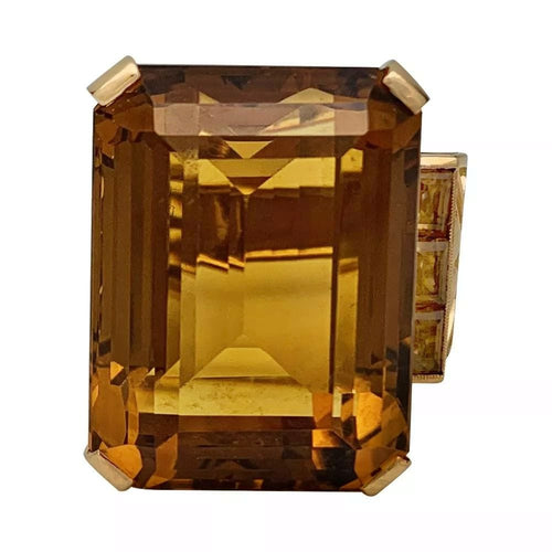 Bague 47 Bague Tank, or rose et citrines. 58 Facettes 31699