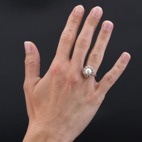 Bague 52 Bague flocon perle et diamants 58 Facettes 22-382