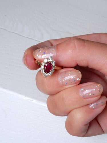 Bague Bague marguerite rubis et diamants 58 Facettes