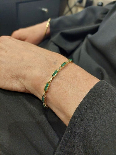 Bracelet BRACELET MODERNE ÉMERAUDE ET DIAMANTS 58 Facettes 067391