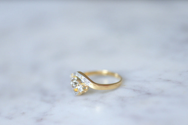 Bague Bague Toi et Moi en or, platine et diamants 58 Facettes