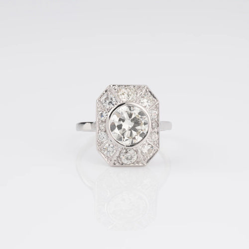 Bague Bague Art Déco Diamant Taille Ancienne Platine 58 Facettes