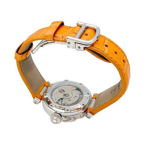 Montre Montre Cartier "Pasha" en or blanc, diamants et cuir. 58 Facettes 31381