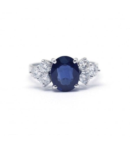 Bague 57 / Blanc/Gris / Or 750 Bague Saphir Et Diamants 58 Facettes 190192R