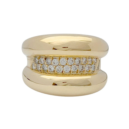 Bague 55 Bague godron or jaune, diamants. 58 Facettes 32102