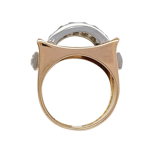 Bague 52 Bague "Tank" or rose, platine et diamants. 58 Facettes 31833