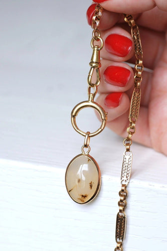 Pendentif Pendentif vintage or rose et agate dendritique 58 Facettes