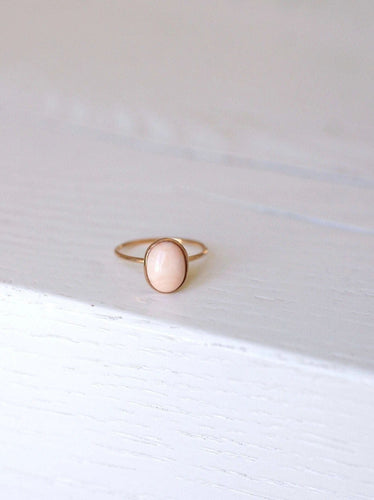 Bague or rose ancienne corail peau d'ange 58 Facettes