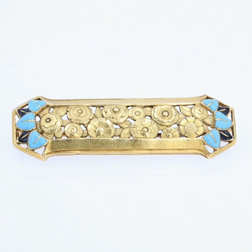 Broche Broche ancienne art nouveau roses en or et émail 58 Facettes 21-778