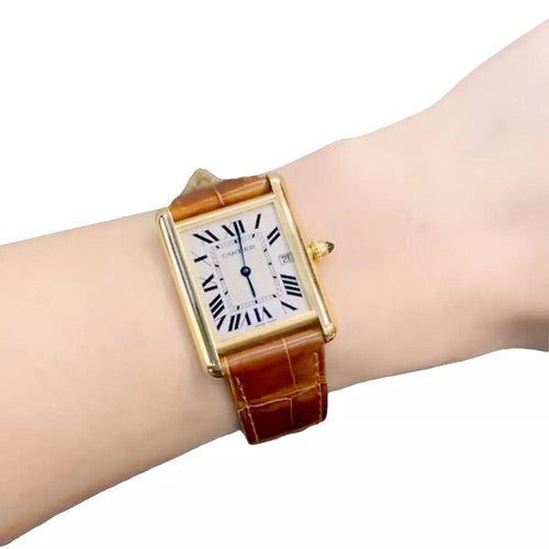 Montre Montre Cartier "Tank Louis Cartier" en or jaune. 58 Facettes 32595