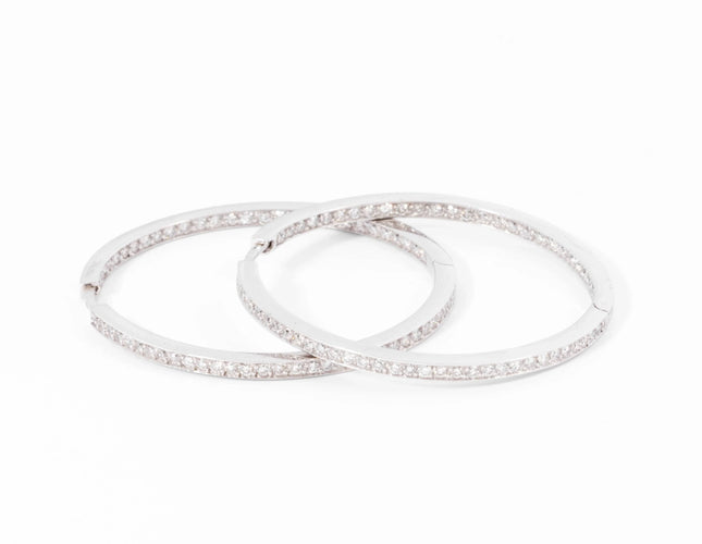 Boucles d'oreilles Créoles en or gris, diamants 58 Facettes