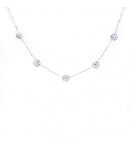 Collier Longueur : 39 cm / Blanc/Gris / Or 750 Collier Fleurs Diamants 58 Facettes 190176R