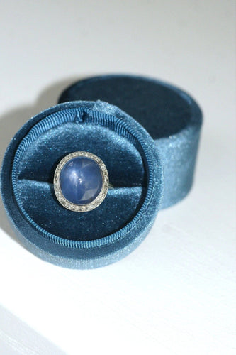 Bague Bague cabochon de saphir étoilé, entourage diamants 58 Facettes