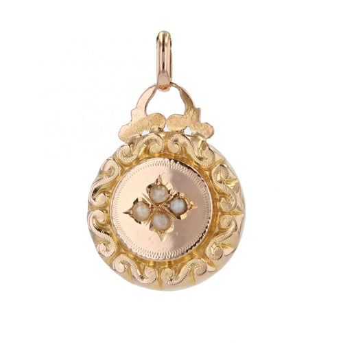Pendentif Pendentif ancien or rose et demi perles fines 58 Facettes CVP52