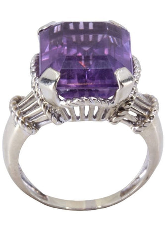 Bague Bague or blanc et améthyste 58 Facettes 074791