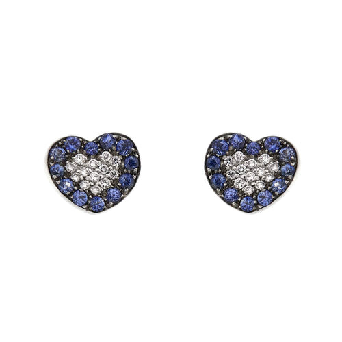 Boucles d'oreilles Boucles d'oreilles coeur diamants et saphirs 58 Facettes 23895