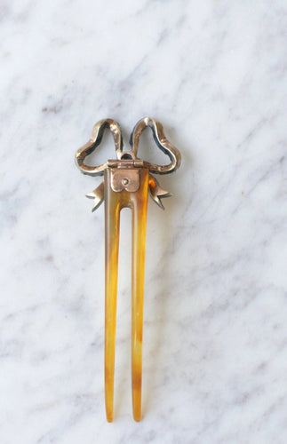 Accessoire Peigne ancien noeud, pierres du Rhin sur corne 58 Facettes