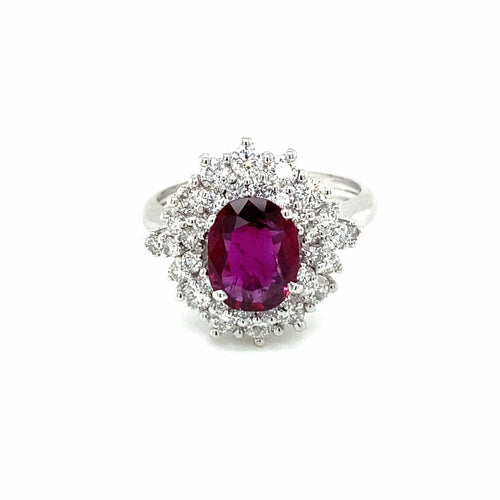 Bague Bague en grappe de diamants rubis de 1,94 carat certifiée par le domaine 58 Facettes