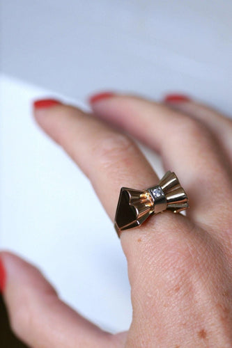 Bague Bague Tank Noeud or rose et diamants 58 Facettes